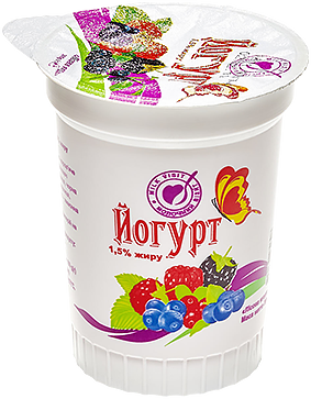 Йогурт МОЛОЧНИЙ ВІЗИТ 1,5% лісова ягода, стакан 200г